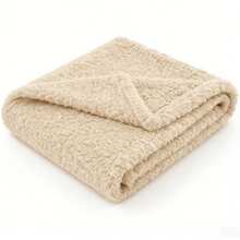 Soft Cotton Reversible Pet Bed Mat, Comfortable Plush Blanket - Fluffy Premium Sherpa Pet Throw Blanket, Soft Alpaca Fleece Suitable For Dogs, Small Cats - Beige - View 7
