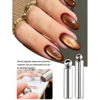 Dwugłowy mini magnetyczny patyczek do zdobienia paznokci, okrągły magnes w kształcie kociego oka, odpowiedni do żelowych zdobień paznokci 3D w kształcie kociego oka, zestaw magnetycznych narzędzi do zdobienia paznokci, odpinany okrągły magnetyczny koralik + cylindryczny magnetyczny patyczek, odpowiedni do lakieru do paznokci w kształcie kociego oka, narzędzie do zdobienia paznokci 3D z efektem magnetycznego przyciągania, odpowiednie do salonu/domu DIY Nail Art Professional Magnetyczne produkty do zdobienia paznokci DIY Błyszczące zdobienia paznokci