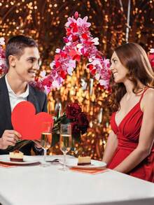 3件套情人节心形金属丝花环装饰，红白心形金属丝花环装饰，情人节心形扭纹金属丝，适用于壁炉架、婚礼派对装饰，情人节红粉白金属丝花环，情人节装饰品 - 彩色 - 查看 7