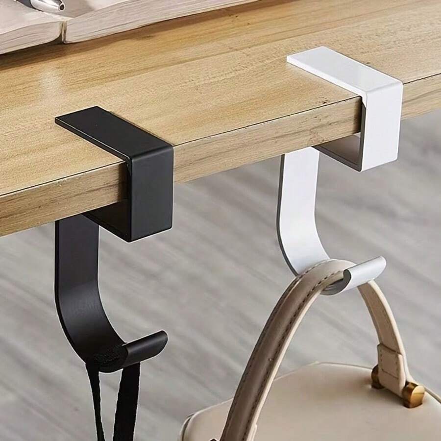 2个/4个五角形桌面边缘挂钩，办公学生背包挂钩，可拆卸桌面侧边收纳挂钩，便携式多功能挂钩 - 彩色 - 查看 1