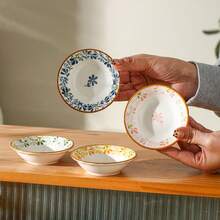 4 件/8 件套陶瓷蘸酱碟，3.8 英寸釉下彩陶瓷盘，花卉图案，酱油、醋、香料碟、寿司盘、蘸酱盘，适用于家庭厨房、餐厅、学校用品 - 彩色 - 查看 5