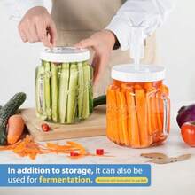 Paquete de 2 tarros de vidrio de boca ancha tarros grandes de albañil de 82 onzas con asas para sellar tarros de conservas para almacenamiento de alimentos avena durante la noche - Por supuesto - Ver 5