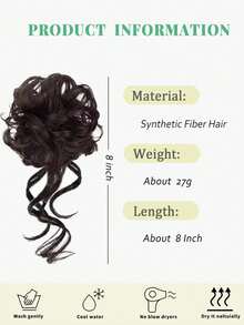 One-Piece Long Beard Bun Wig Hair Tie Messy Bouncy Curls Fluffy Slouchy Sweet Updo Hair Tie, Ponytail Holders, Hair Elastics, Hair Rubber Bands, Hair Rope Head Accessories - Multicolor - View 4