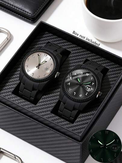 这款酷炫时尚的极简主义男士石英表，采用黑色链式表带，表盘配备夜光指针和日历显示，散发着沉稳干练的气质，尽显魅力。作为一款实用腕表配饰，它适合日常通勤、商务会议、男士圣诞聚会、新年职场穿搭等多种场合。