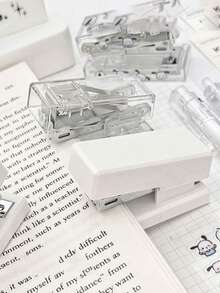 迷你透明白色订书机，小型办公订书机 - 彩色 - 查看 1
