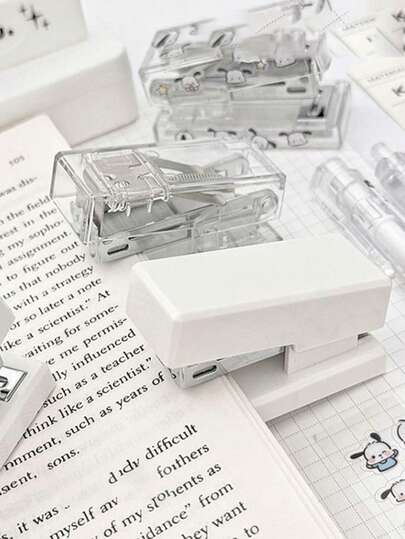 Mini agrafeuse transparente blanche, petite agrafeuse de bureau