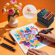 168色双头马克笔，细头和粗头，适合成人使用，可用于绘画、素描、高光，是学校和办公用品的理想之选。高品质鲜艳墨水，速干不渗墨，是开学季的理想选择。