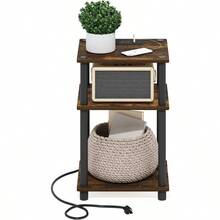 Coffee TablesFurinno Just 3 Niveles Turn-N-Tube USB y Tipo-C Mesa Auxiliar de Puerto de Carga con Almacenamiento Abierto 11.42 Pulgadas de Ancho x 8.82 Pulgadas de Alto x 6.77 Pulgadas de Profundidad Pino - ÁmbarPinoNegro - Ver 5