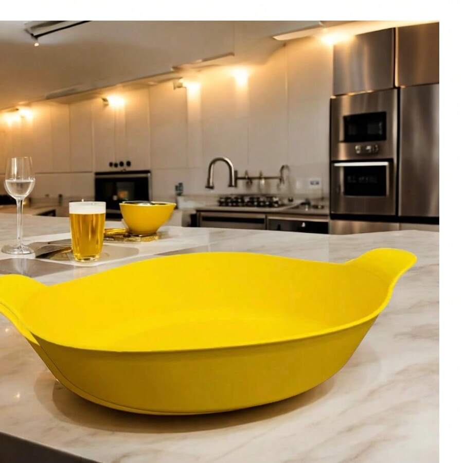 Set Of 10 Matte Plastic Boat-Shaped Appetizer Dishes (600ml) For Snack Bars And Restaurants - Yellow - View 1