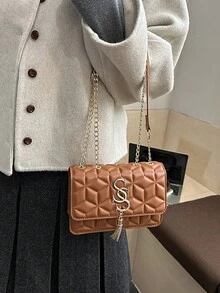 Túi đeo vai dạng gập màu trơn thời trang mới, thiết kế vuông chéo với họa tiết lõm nhỏ bằng kim loại, phù hợp cho nữ giới trẻ, sinh viên, người mới vào nghề và nhân viên văn phòng. Rất thích hợp cho văn phòng, trường đại học, công việc, kinh doanh, đi làm, hoạt động ngoài trời, du lịch và dã ngoại. - màu nâu - Xem 4