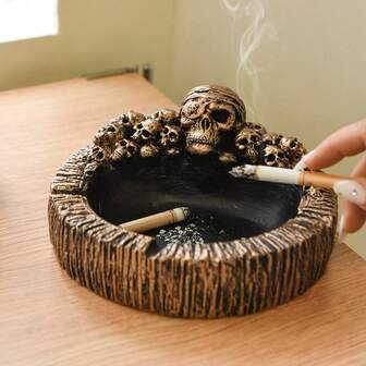 1 pieza Cenicero vintage con calavera de pirata estadounidense, adecuado para decoración del hogar, sala de estar, escritorio de oficina, regalo de inauguración de casa y para amigos