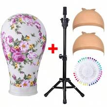 22-Inch Soft Canvas Wig Head Model With Tripod Stand, For Hairstyle Display And DIY Wig Making - Multicolor - View 10