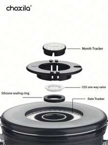 choxila 1pc 1.2L/1.5L/1.8L Creamy-White Coffee Container, Coffee Bean Jar, Airtight Coffee & Tea Storage Jar, Stainless Steel Kitchen Food Storage Container With Date Tracker And Scoop, Coffee Accessories For Ground Coffee, Coffee Beans, Tea, Sugar, Flour And Cereal