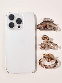 10个琥珀色透明果冻花、蝴蝶结、心形、方形、半圆形可爱多功能小发夹，刘海、马尾辫配饰，时尚爪夹，优雅发爪，休闲发夹，美发夹，夏季度假必备发饰 - 10件套-淺琥珀 - 查看 5