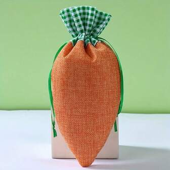 6 Pieces, Carrot Shaped Drawstring Gift Bag, Easter Gift Bag, Decorative Irregular Bag, Used For Party Gift Packaging