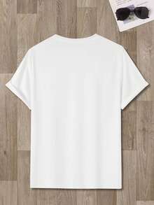 Men Casual Crew Neck T-Shirt With Bangladesh Map Text Design Lightweight Stretch Fabric Regular Fit Summer Essential For Adults Everyday Tshirt Bold Geometric Print Casual Style2 - 白色1 - 查看 2