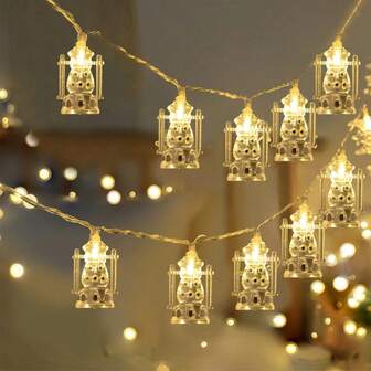 1 st varmvita Ramadan oljelykta ljusslinga - batteridriven LED Eid-dekoration för hem, trädgård Ramadan och festivalfestdekor