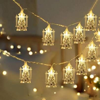 1 PC Warm White Oil Lantern String Lights - Battery Powered LED Decoration For Home, Garden Festival& Festival Party Decor