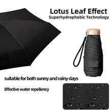 黑色迷你平柄手动伞，1把，可折叠，晴雨两用，小巧便携，男女通用，适合妇女节、旅行、婚礼回礼、Y2K风格、卧室、汽车配件、厨房装饰等场合。 - 查看 4