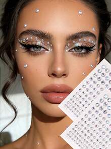 2PCS Multi Specification Pearl Rhinestone 2mm/3mm/4mm/5mm Self-Adhesive Rhinestone Pearl Sticker, With Shiny Diamonds For Facial Corner Decoration, Used For DIY Crafts And Art Projects, Carnival, Valentine's Day, Halloween, Christmas Gifts, Mother's Day, Parties, Music Festivals, Facial Hair And Nail Decoration Rhinestone Stickers - Multicolor - View 2