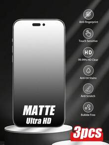 Bộ 3 miếng dán màn hình mờ, phủ toàn màn hình, chống bám vân tay, chống rơi vỡ, chống trầy xước, cảm ứng nhạy, độ phân giải cao, tương thích với dòng 16e/16/15/14/13/12/11 Pro Max/XR/X/XS Max/7/8 Plus/17/17 Air/17 Pro/17 Pro Max/17e - Trong sáng - Xem 24