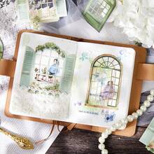 10 piezas/paquete Papel para scrapbooking con tema de ventana con flores huecas, material de papel vintage DIY decorativo sin adhesivo, regalo para fiestas, suministros para collages hechos a mano, planificación de scrapbooks personalizados, artículos de papelería escolares creativos