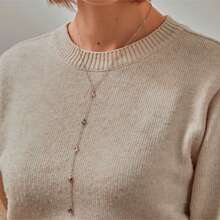 Personalized Long Drop Y Birthstone Necklace Custom Necklace With 1-6 Stones Long Layering Necklace Gift For Mom Grandma Bridesmaids