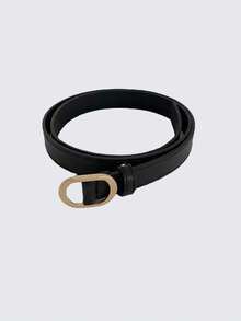 1件装女士腰带/裤带 - 女士无肩带真皮腰带，时尚百搭，无孔腰带，简约复古风格 - 黑色 - 查看 5