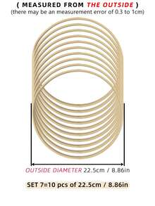 10 pièces Cerceaux de bambou beige de capteurs de rêves, décoration suspendue pour mariage en plein air, anneaux d'ornement de carillons éoliens à plumes, convient pour Halloween, Noël et autres fêtes, cercles de décoration en bambou pour mur, chambre à coucher, cerceaux à broder faits main - Kaki - Voir 17