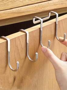 2/5pcs Stainless Steel S-Shaped Hooks, Can Be Hung On Kitchen, Cabinet, Dorm, Wardrobe Doors For Hanging Clothes, Double Hook Design, Suitable For Cabinets Without Holes - Multicolor - View 17