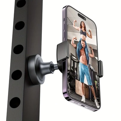 Soporte magnético para teléfono de 360° giratorio para gimnasio, base magnética resistente apta para superficies de hierro, se adapta a todos los modelos de teléfono, soporte de teléfono ajustable, estructura moderna y resistente, soporte de teléfono magnético de aleación de aluminio de alta resistencia para fitness, accesorio de superficie de hierro de alta calidad, apto para gimnasio y deportes compatible con iPhone, teléfono Android, regalo de cumpleaños, familia, amigos, accesorios de teléfono de cumpleaños de alta resistencia