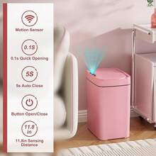 2 Pack 2.7 Gal Bathroom Trash Can With Lid, Automatic Trash Can Small Smart Garbage Can Touchless, Slim Motion Sensor Waterproof Plastic Trash Bins For Bedroom Office Kitchen Toilet Pink,2.7Gal,Pink - Hồng - Xem 3