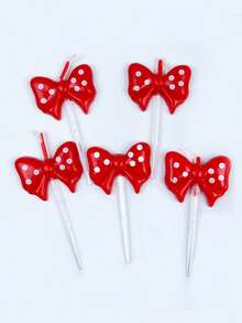 Red/Pink Bow Cake Topper Candles For Birthday, Wedding, Valentine's Day, Anniversary, Party - Multicolor - View 8