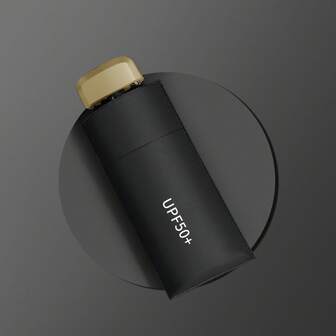 1pc Black Mini Flat-Handle Manual Umbrella, Foldable For Rain Or Shine, Compact And Portable, Unisex