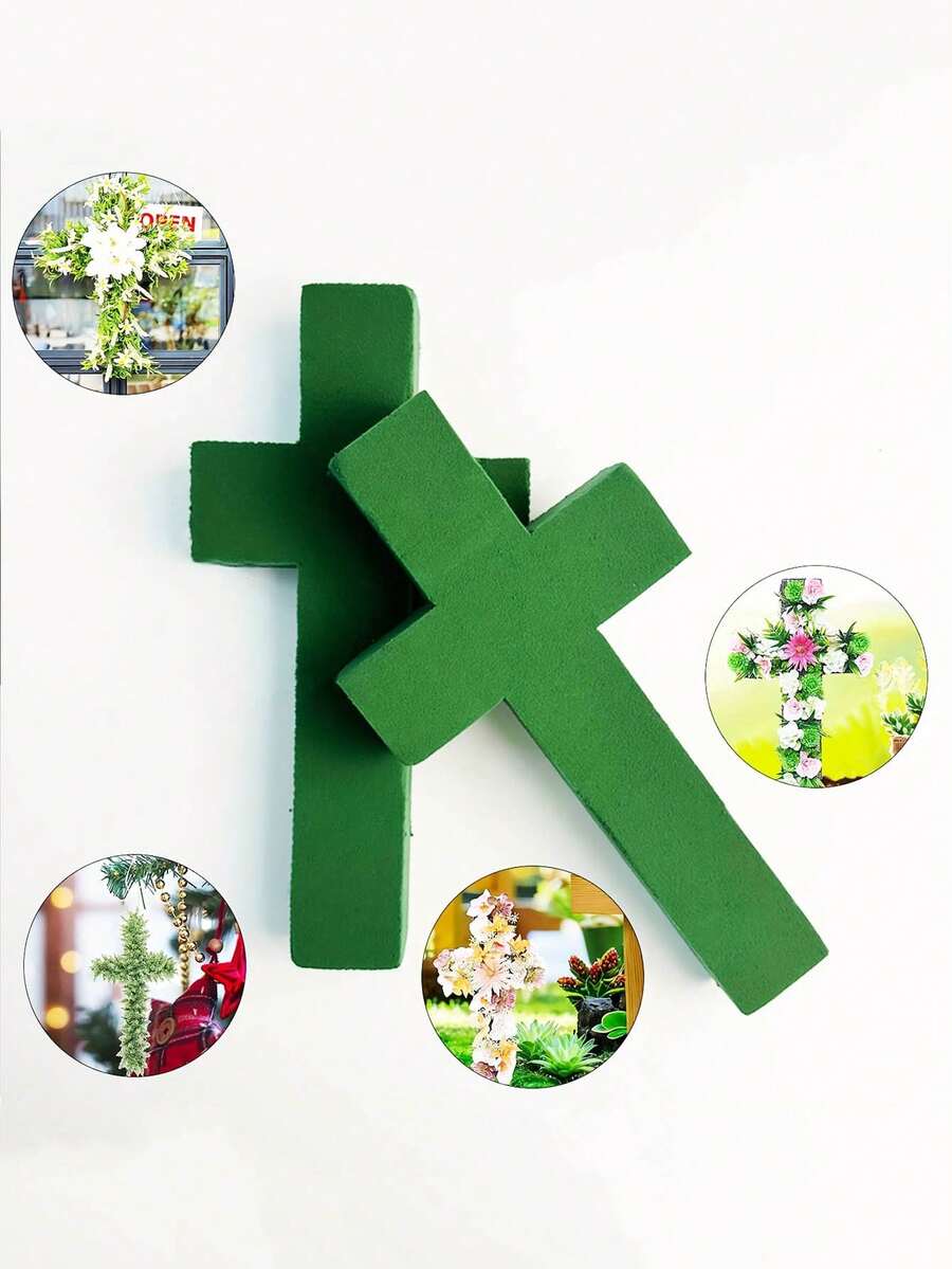 1pc Large Cross-Shaped Cross Flower Mud For Flower Arrangement - Wet/Dry Use, Suitable For Weddings, Birthdays, Parties, For (11.41"H X 5.9"W X 1.57"T)