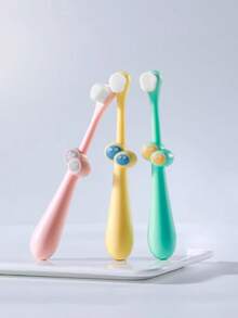 1支卡通可爱儿童牙刷，婴儿牙刷，适合0-3岁儿童 - 可清洁舌苔 - 彩色 - 查看 2
