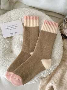 4 Pairs Women's Wool Blend Socks, Thick Warm Thermal Lined Mid-Calf Socks, Cute Girly Style - Multicolor - View 8