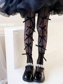 1/2pcs Girls Sweet Princess/Lolita Style Bow Mesh Tights, Classic Fashion Versatile, Skin-Friendly Soft Lightweight Breathable Leggings, Suitable For Daily Wear, Holidays, Parties, Travel, Matching Princess Dresses - Multicolor - View 9
