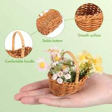 Handwoven Flower Basket With Handle Wicker Basket For Home Decor Wedding Party And Tabletop Storage - Default - View 2
