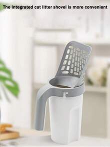 大容量猫砂铲带防溅罩，细网猫砂铲，便捷猫砂清洁工具套装，高效清洁宠物猫砂盆 - 彩色 - 查看 3