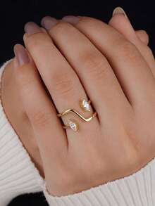 1 pezzo Anello classico ed elegante in argento sterling 925 con zirconia cubica asimmetrica a forma di occhio, adatto per le donne per partecipare a feste e balli, ottimo regalo di anniversario per la fidanzata - Anello Marquise lineare - Visualizzare 5