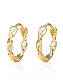 1 Pair Girls Charm Hoop Earrings, Suitable For Daily Decoration, Party Jewelry, Birthday Gift - Yellow Gold - View 2