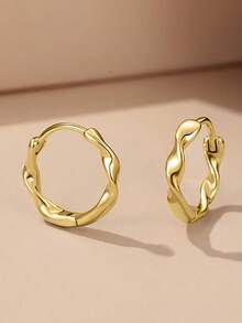 1 Pair Girls Charm Hoop Earrings, Suitable For Daily Decoration, Party Jewelry, Birthday Gift - Yellow Gold - View 5