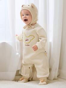 mini bala Macacão de Inverno Acolchoado para Bebê, Macacão Quente e Aconchegante Unissex para Uso Externo - amarelo claro - Visão 2