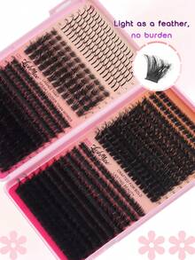 680PCS Russian Volume Lash Extensions Kit, Spiked Individual Lash Clusters, D/DD Curl 0.31–0.63inch, T50/80D/100D/120DD Mixed Styles, Volume Lash Clusters, Individual Segmented False Eyelashes,With Lash Glue, Tweezers & Brush - 黑色 - 查看 9