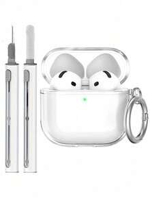 2pcs Transparent Earphone Protective Case + Cleaning Brush