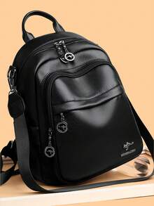 女士软PU皮革双肩包 学生书包 女式高品质双肩包 多功能女士单肩包 通勤包