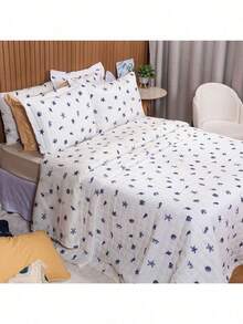 3-Piece Cotton Quilt Set, 150 Thread Count, Printed Soft Bedspread, Various Colors (King/Queen/Double), Essencialle - Bãi biển - Xem 10
