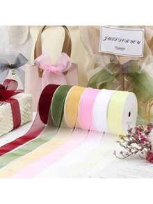 50码透明欧根纱雪花缎带，2.5厘米宽缎带，DIY礼品包装、发饰和手工缎带，圣诞节、情人节 - 彩色 - 查看 3