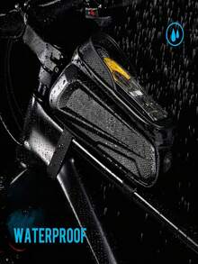 Funda Impermeable para Celular de Bicicleta con Soporte, Bolsa con Ventana Táctil para Montaje en Tubo Superior, Compatible con Teléfonos 4.7 a 6.8 Pulgadas, Ideal para Ciclismo, Navegación y Entrenamiento - Negro - Ver 7